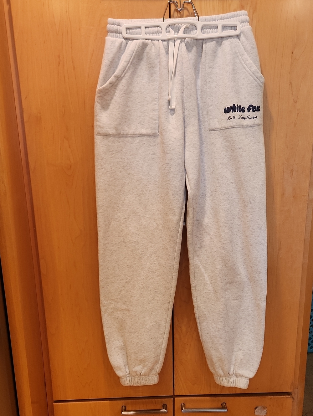 White Fox Boutique Heather Gray Fleece Joggers with Drawstring